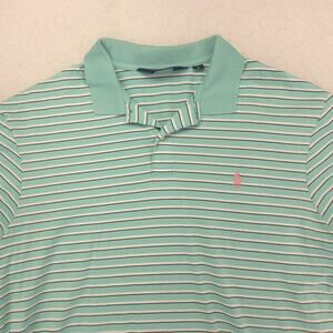 Polo Golf Ralph Lauren Collared Short Sleeve Polo Shirt Mens Size L Green Blue